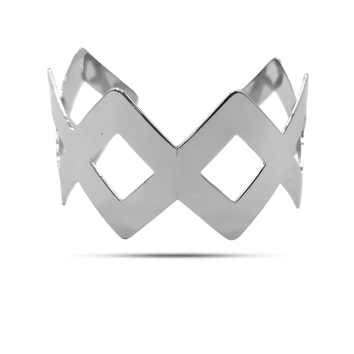 Pulsera Acero Brazalete Ajustable Rombos Huecos Unidos