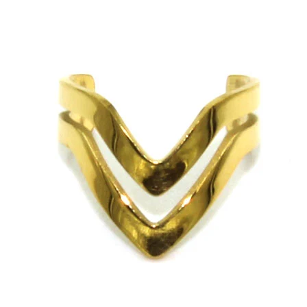 Ear Cuff Acero Inoxidable Dorado Triángulo Moderno - aretes