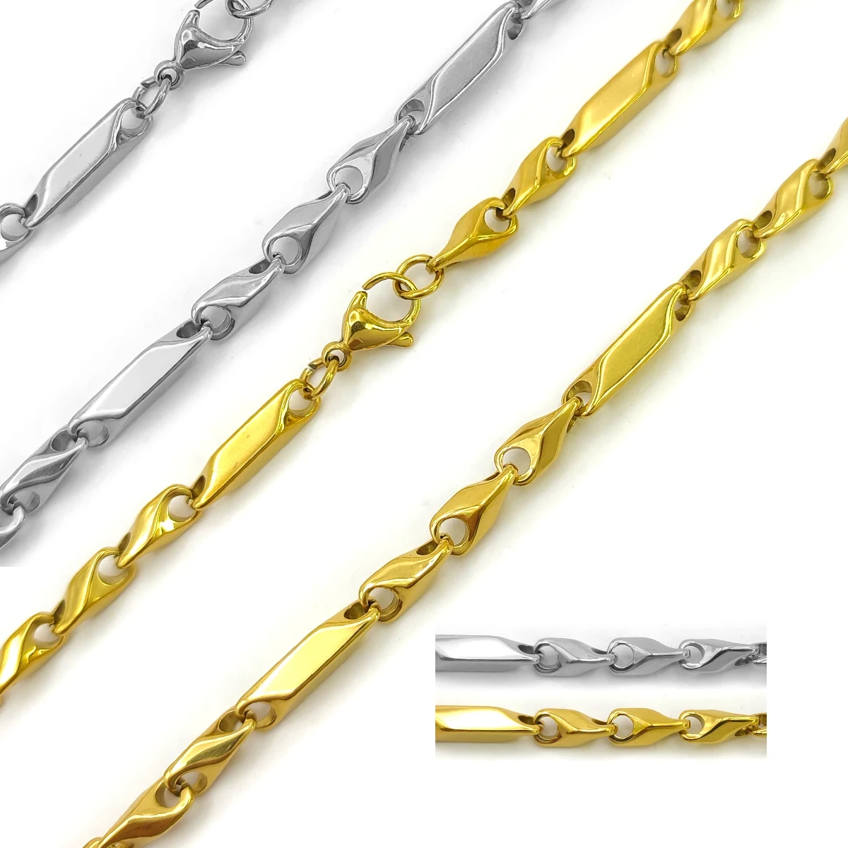 Cadena Acero Inox Pilares Gruesos Lisos Pulidos 3x1