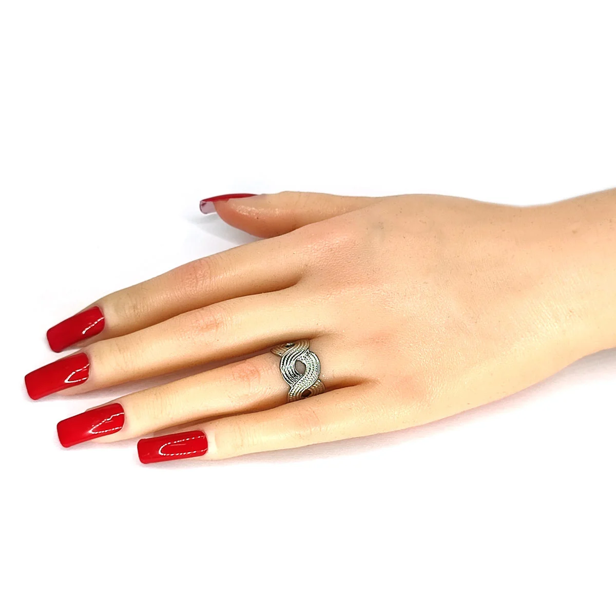 Anillo Acero Inoxidable Plateado Tejido Ajustable