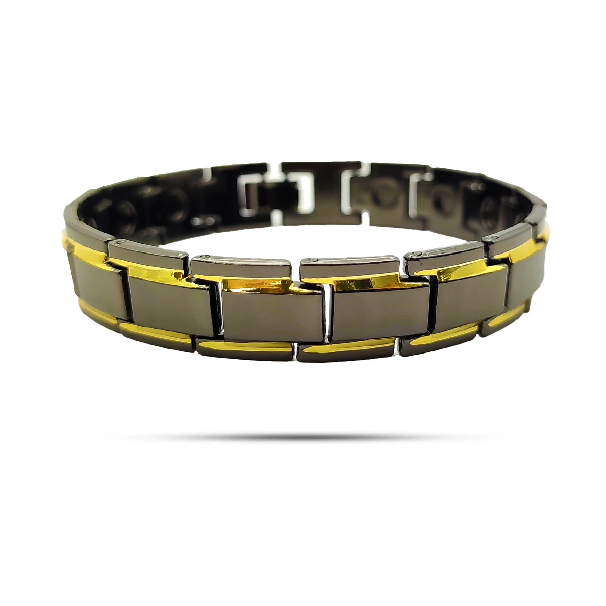 Pulsera Acero Bicolor Esclava Elegante Pulida Hombre