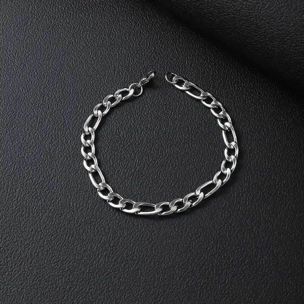 Pulsera Acero Plateado Esclava Sencilla 3x1 7 mm
