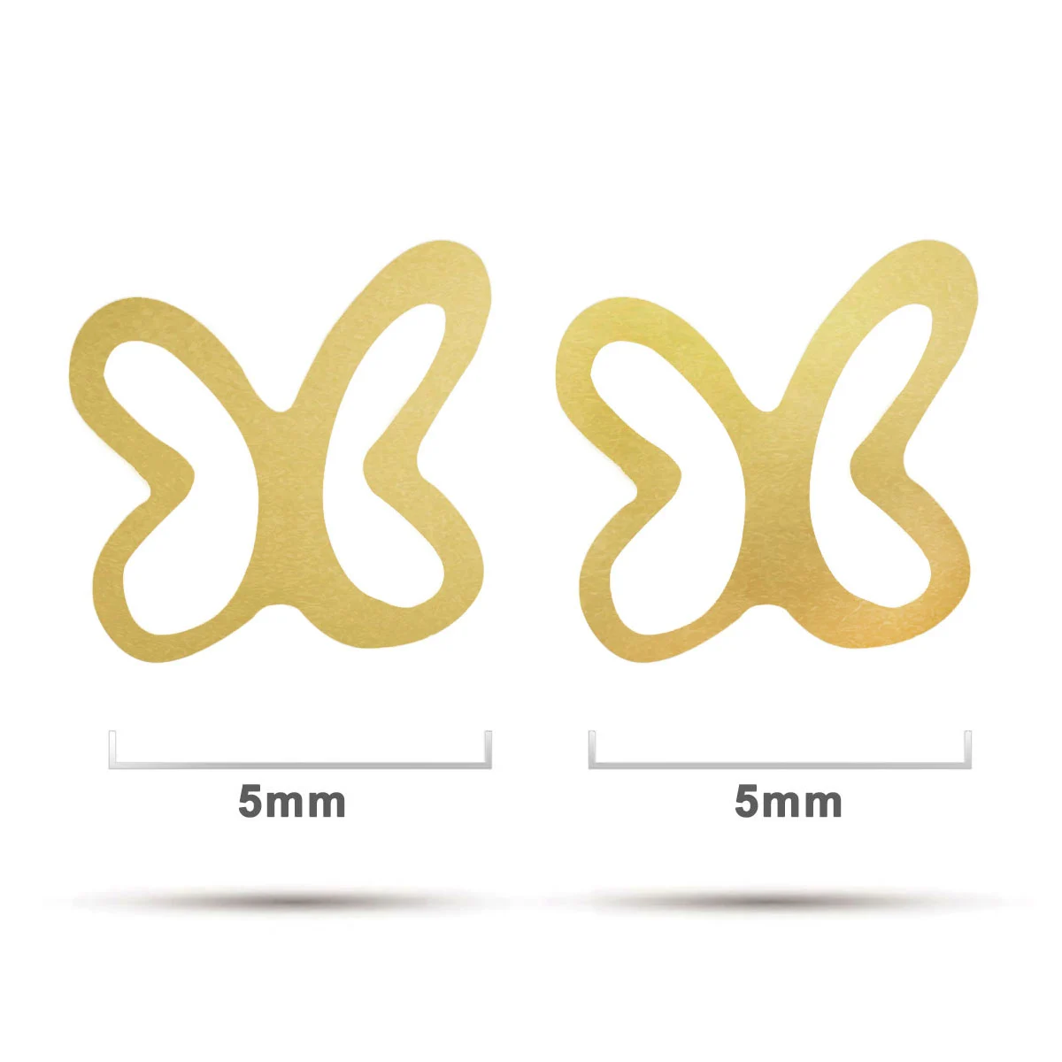 Arete Tipo Broquel Acero Dorado Silueta Mariposa Mini