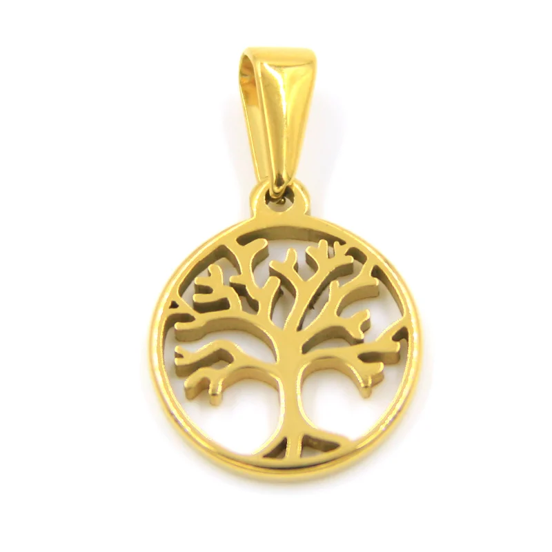 Dije Acero Dorado Árbol de la Vida fuente de vida