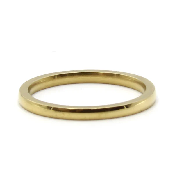 Anillo Acero Inoxidable Dorado Argolla Matrimonio 2 mm