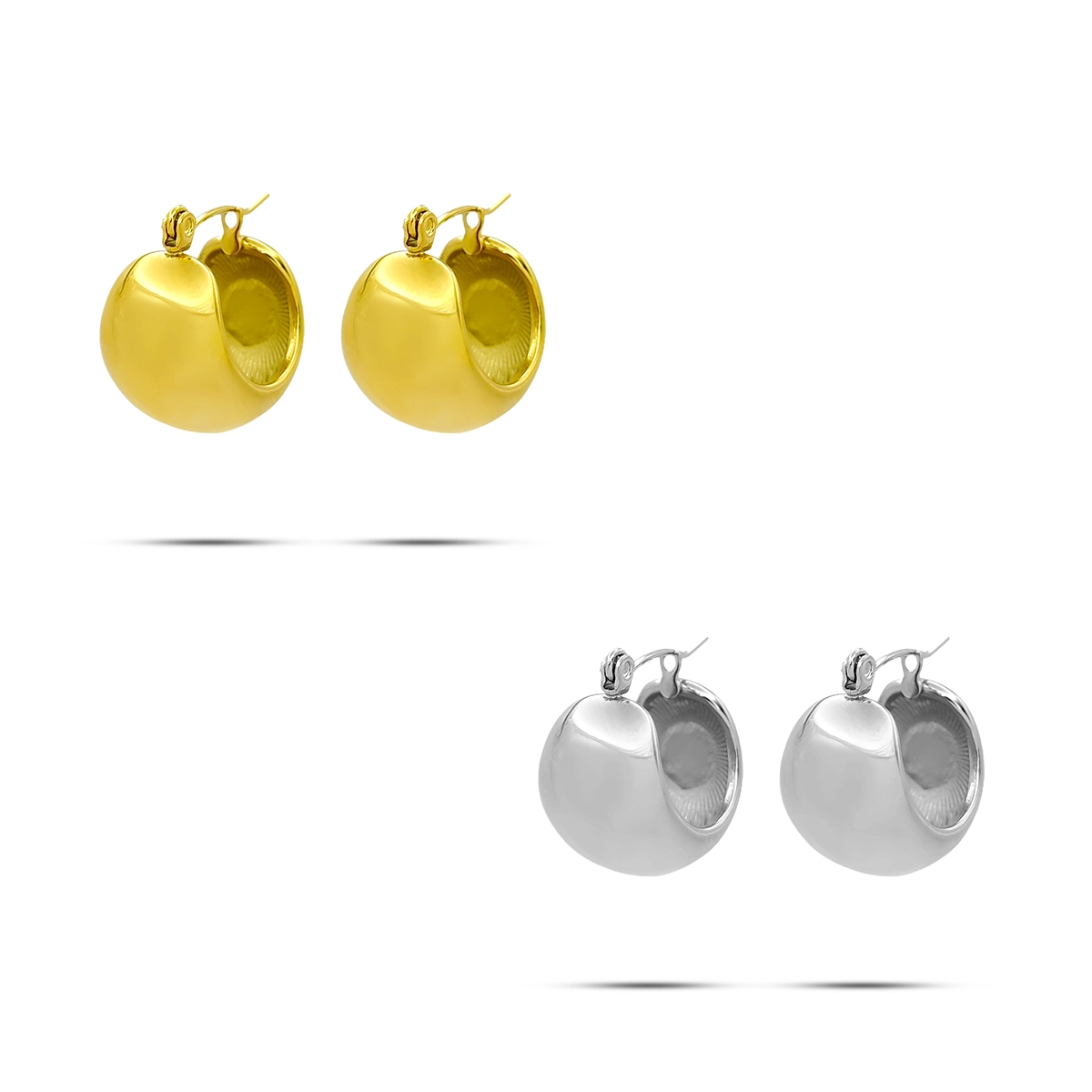 Aretes Acero Arracadas Circulares Chunky Gruesas