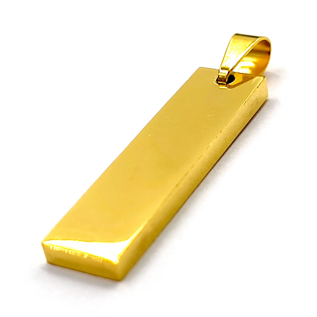 Dije Acero Inoxidable Dorado Placa Lisa Simple 30 mm