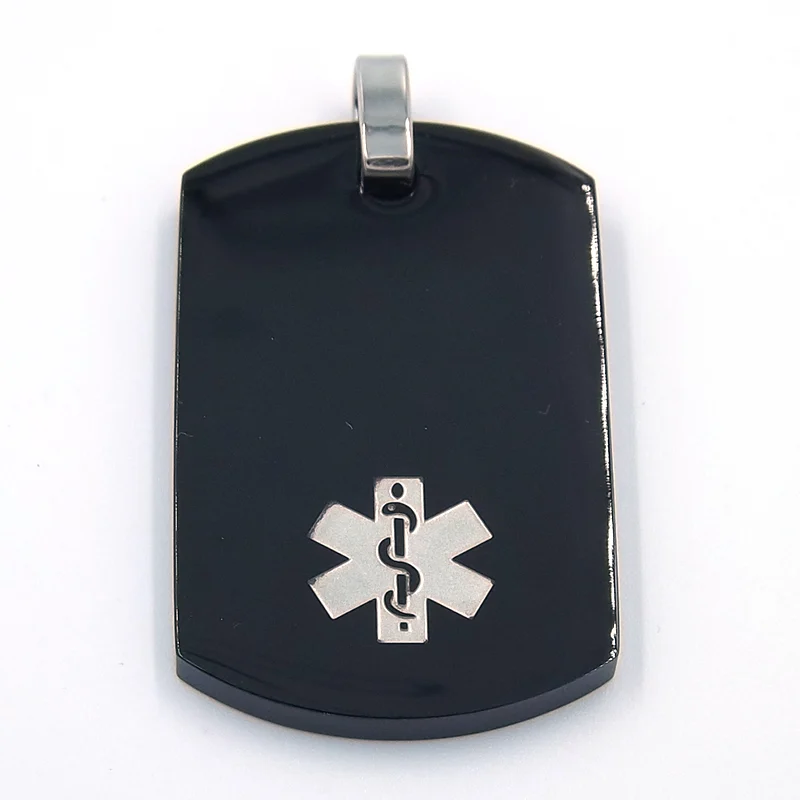 Dije de Acero Placa Negra Símbolo Médico