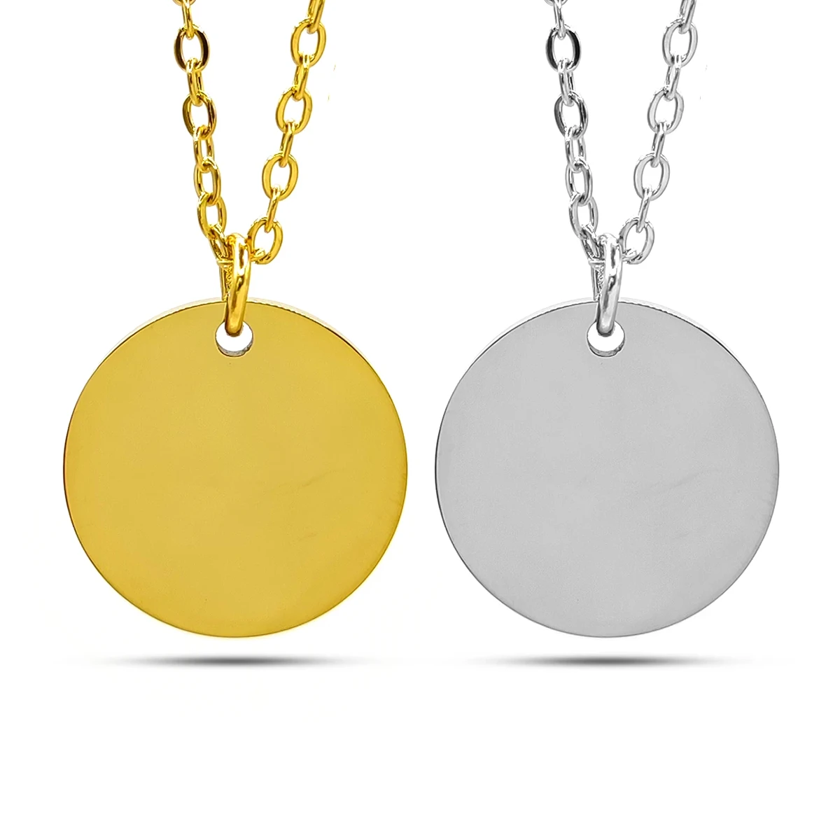 Collar Acero Inox Placa Circular Lisa Para Grabado Laser