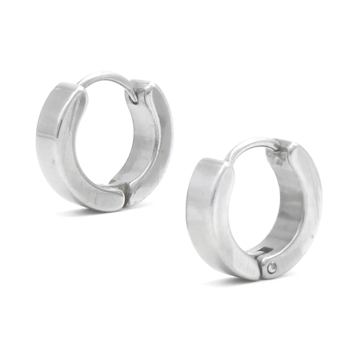 Aretes Tipo Huggies Acero Inox Plateado Arracadas Lisas