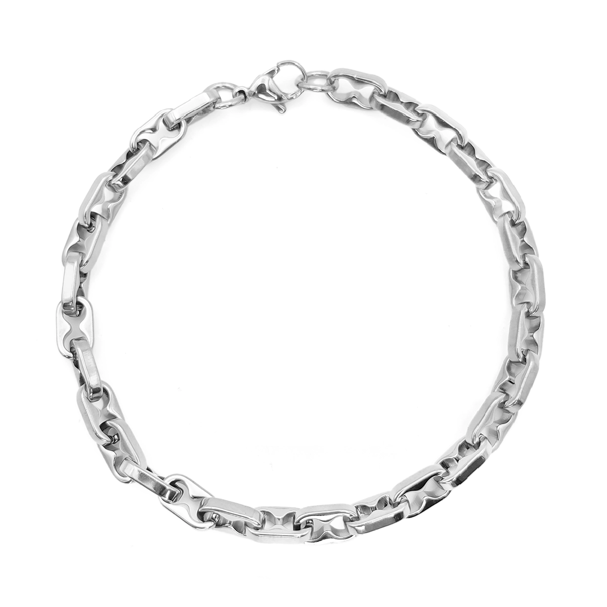 Pulsera Acero Esclava Eslabon Barco Ancho Moderna 6 mm
