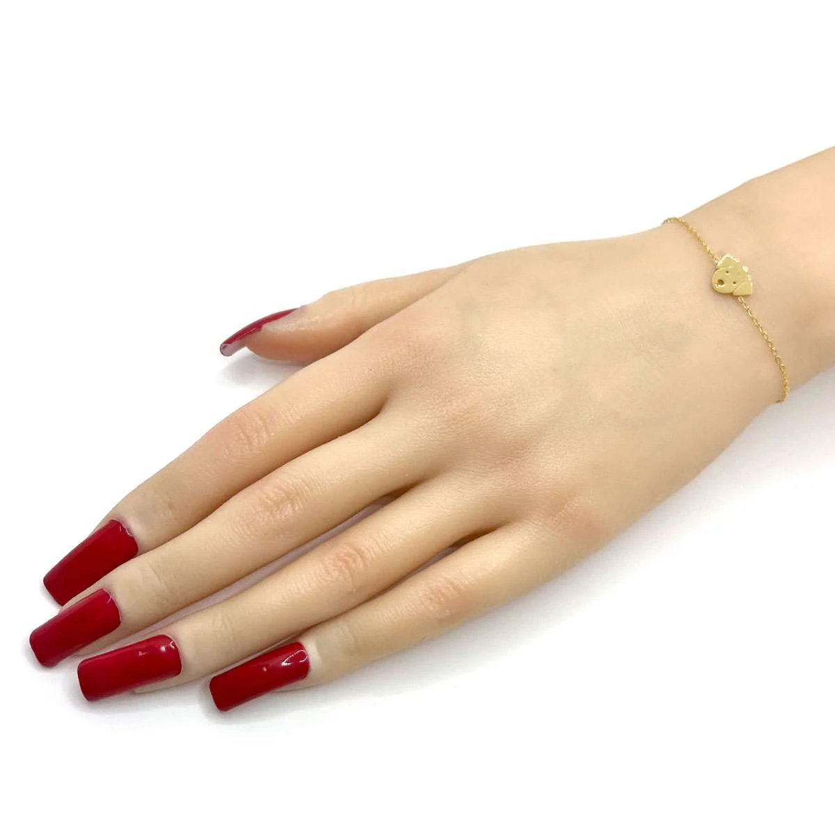 Pulsera Acero Dorado De Mujer Silueta Cara Perrito Lindo