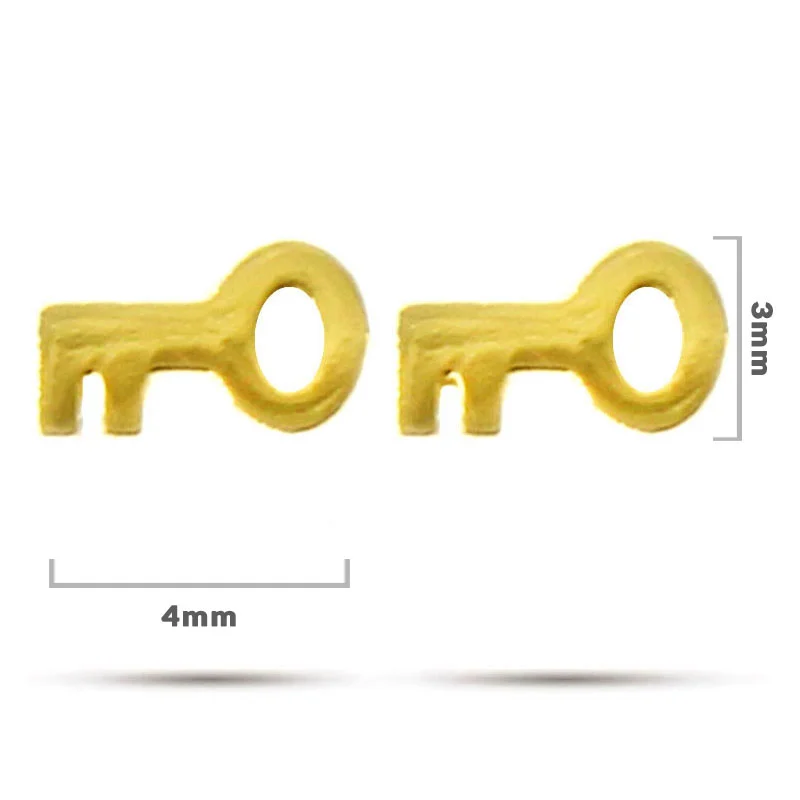 Aretes Tipo Broquel Acero Dorado Petite Llave Vintage