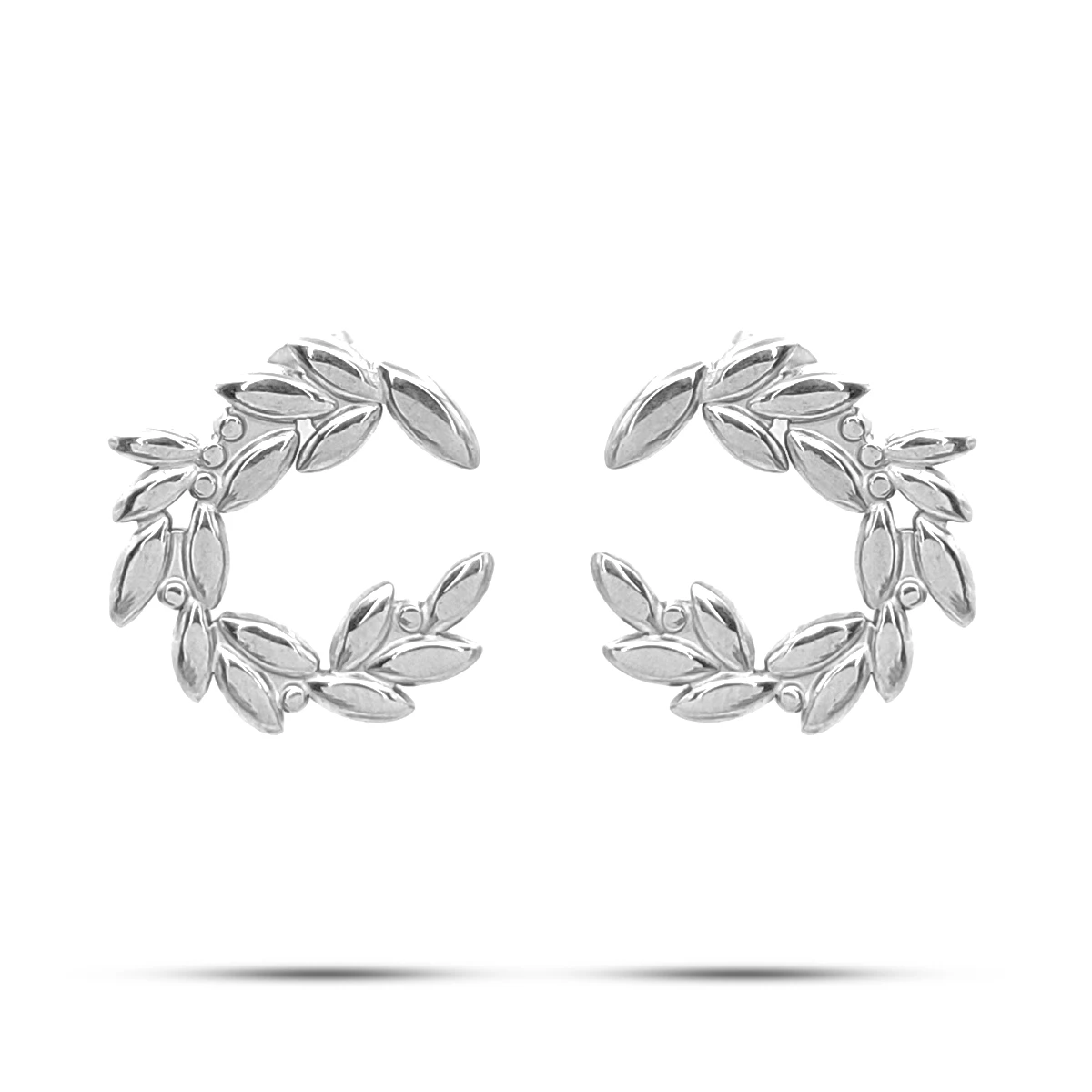 Aretes Acero Guirnaldas Hojas Diseño en C Elegante