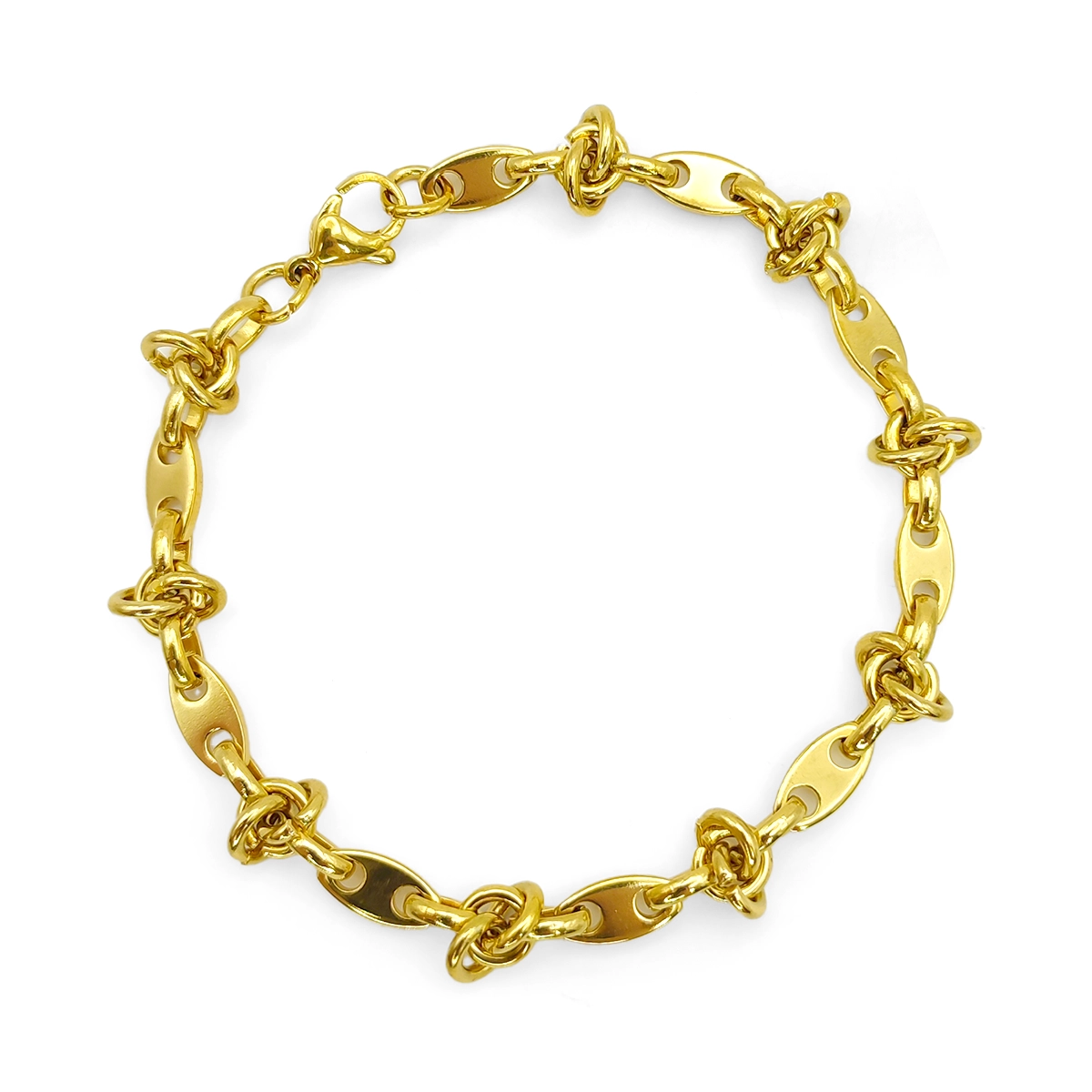 Pulsera Acero Esclava Eslabon Barco Liso Nudos Moderna