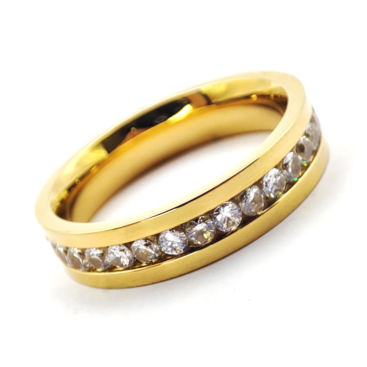Anillo Acero Dorado Argolla Estilo Churumbela Biselada