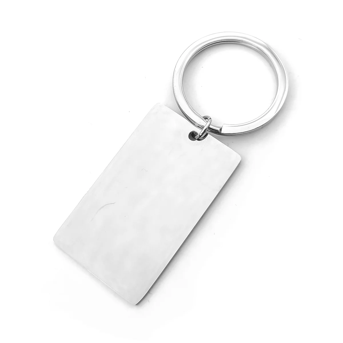 Llavero Acero Plateado Placa Lisa Rectangular 45 mm
