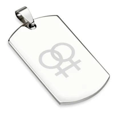 Dije de Acero Inoxidable Diseño Placa Doble Simbolo Venus Gay