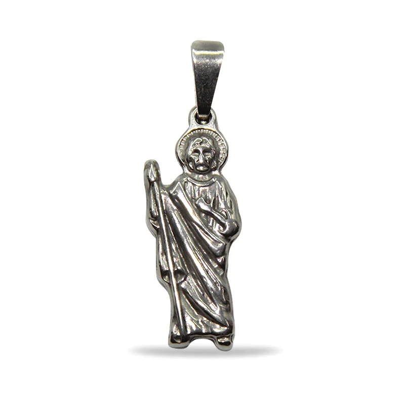 Dije Acero Plateado Religioso San Judas Tadeo 21Mm