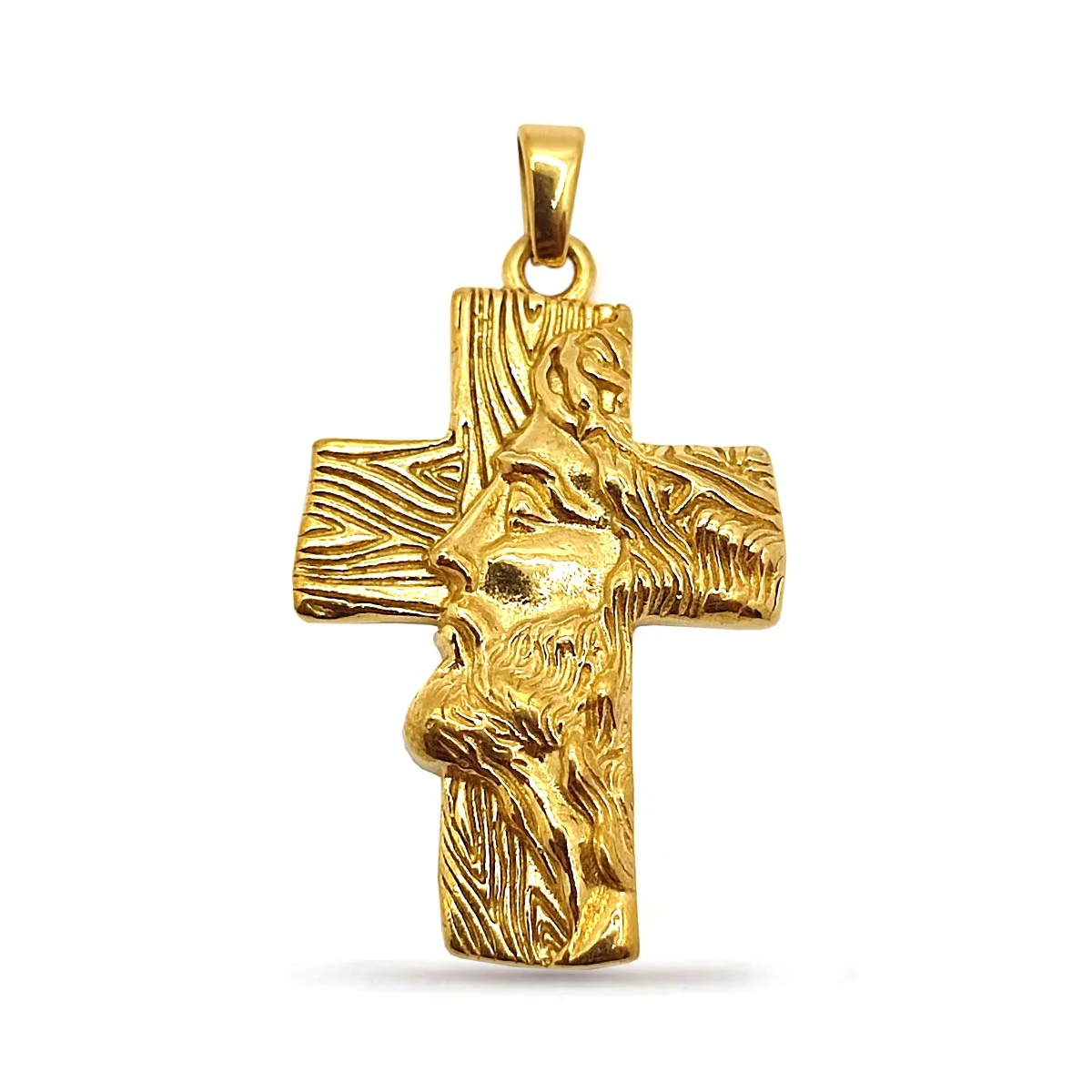 Dije Acero Dorado Cruz Rostro Perfil Cristo Jesucristo