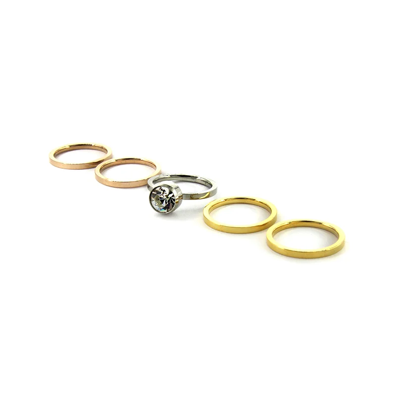Anillo Acero Colores Mujer Triple Cocktail Elegante Lux