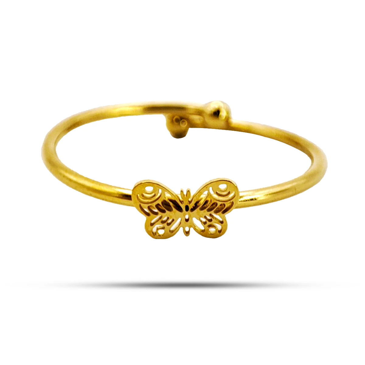 Anillo Acero Inox Dorado Delgado Mariposa Ajustable
