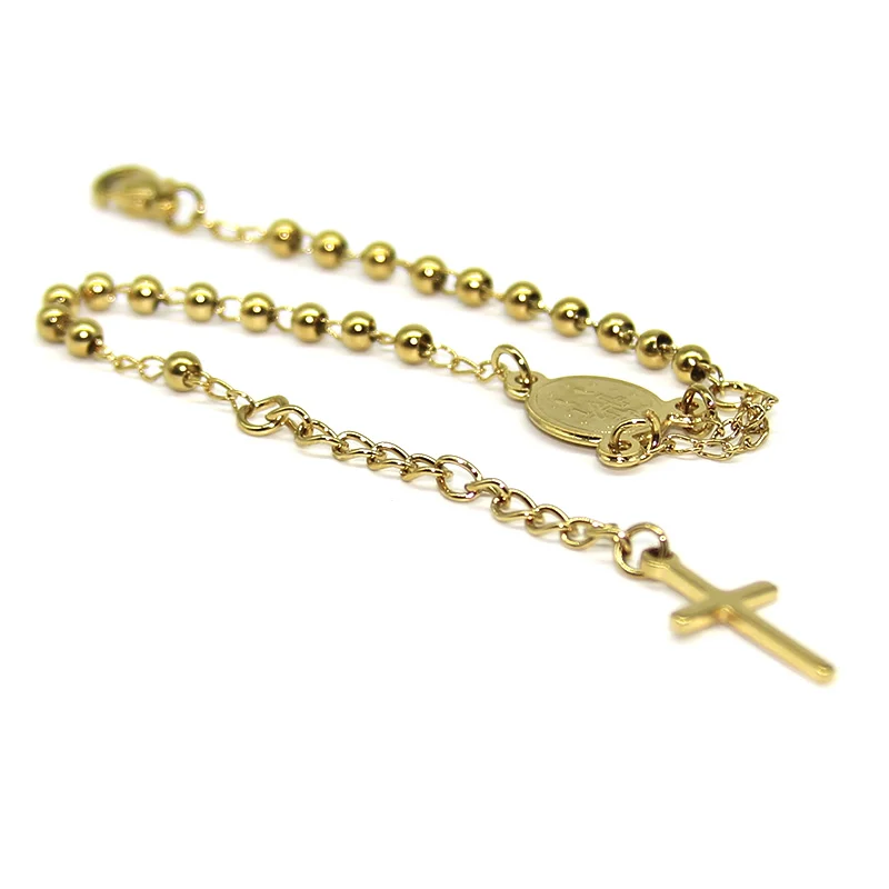 Pulsera Acero Misterio Virgen Maria Dorado
