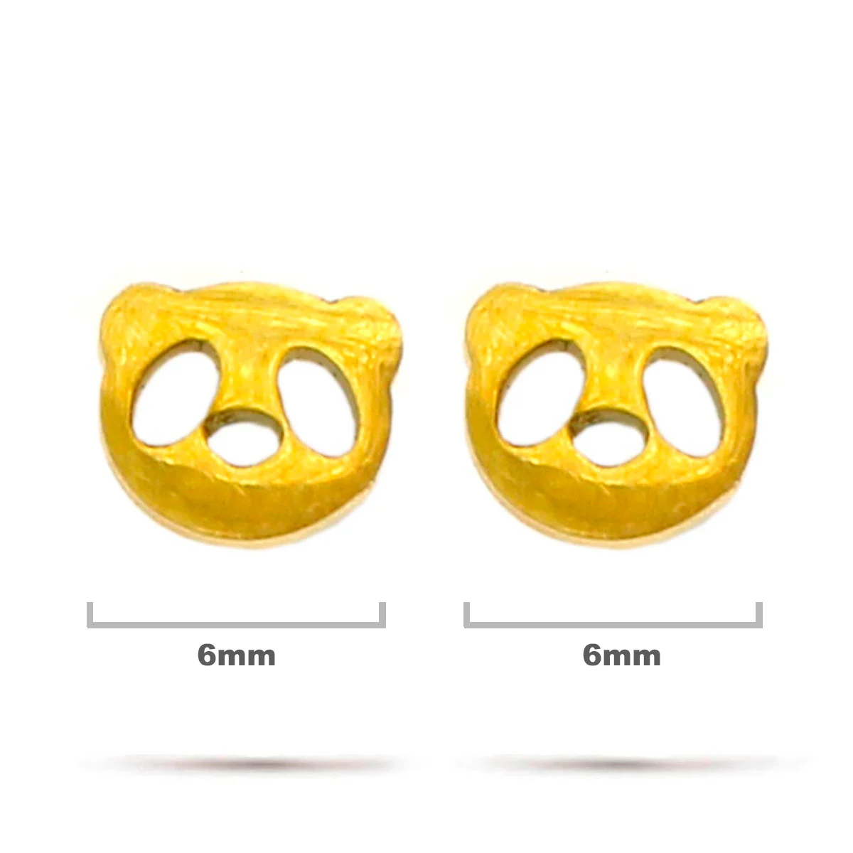 Aretes Acero Inox Dorado Tipo Broquel Oso Panda