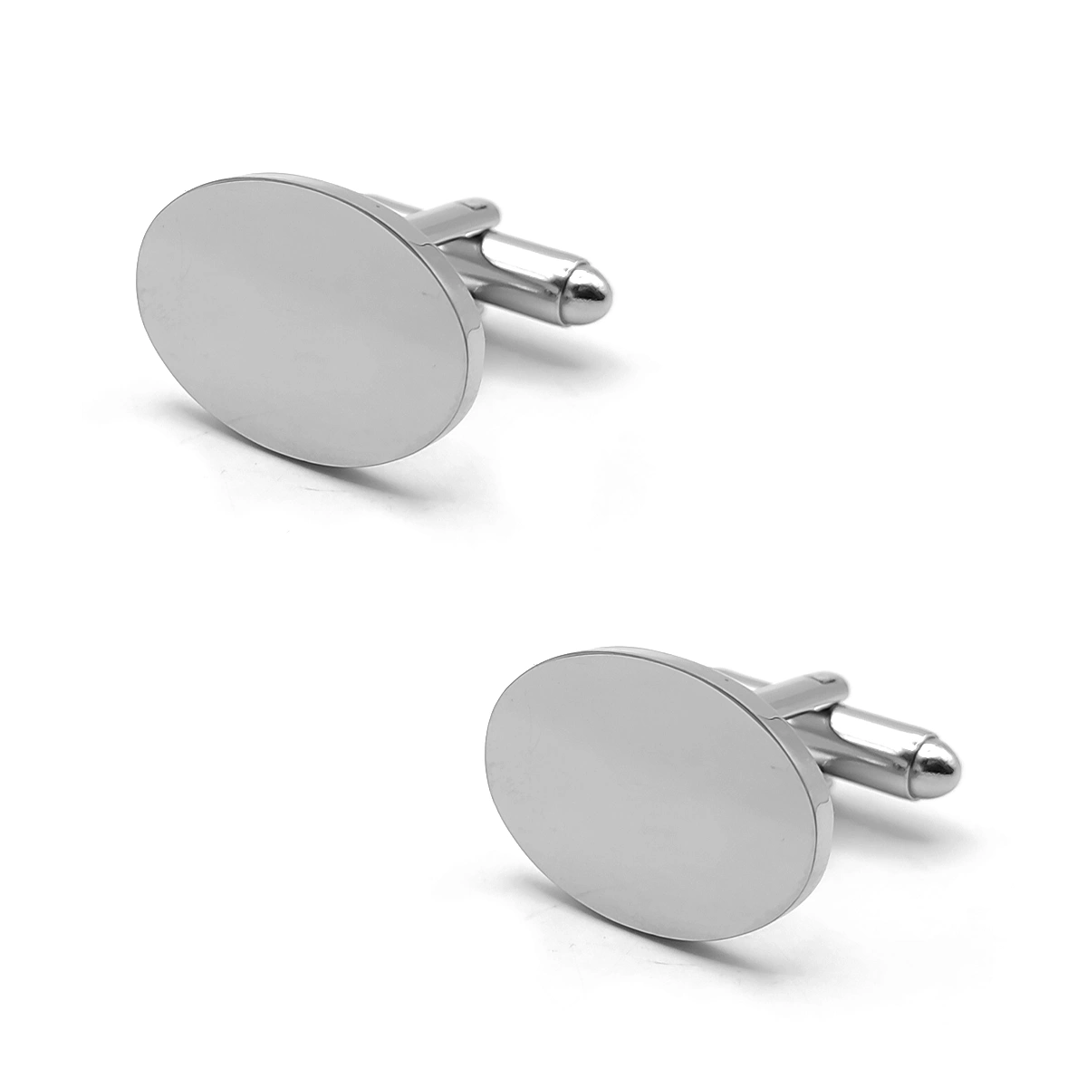 Mancuernillas Acero Plateado Oval Liso Para Grabado