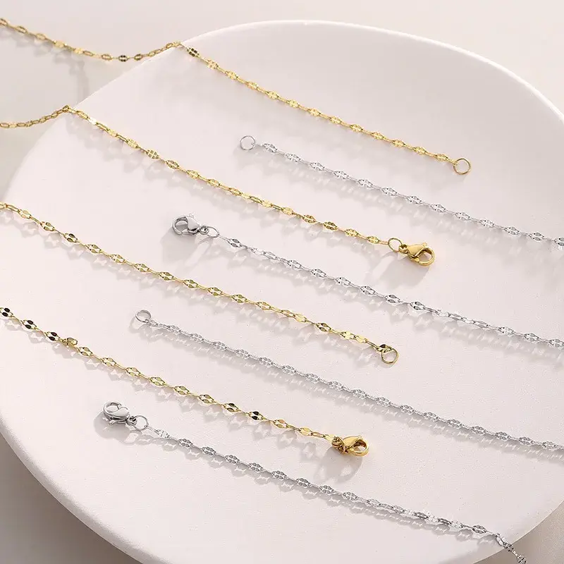 Cadena Acero Delgada Eslabón Petatillo Dos Petalos 2 mm