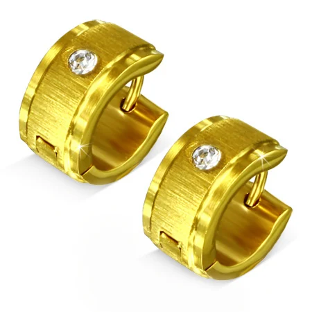 Arracadas de Acero Dorado Lujo Estriado