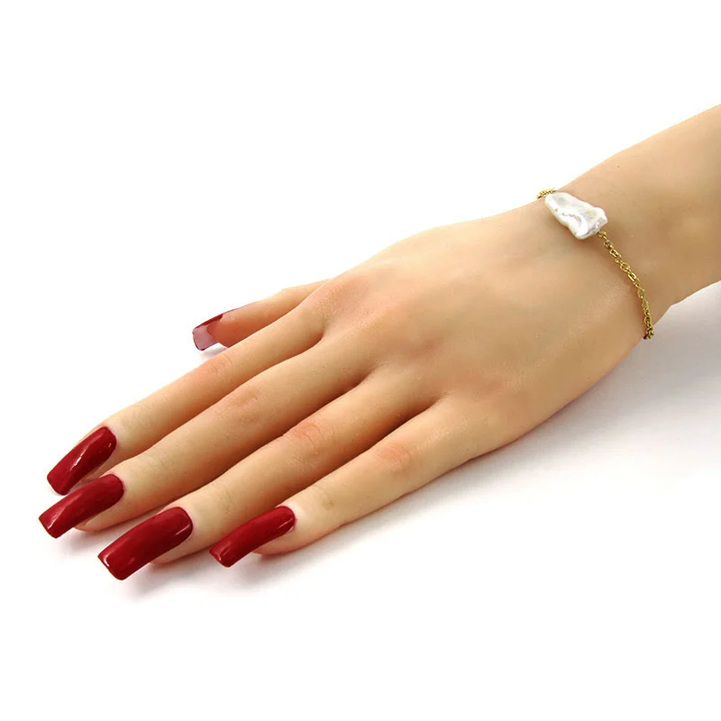 Pulsera Acero Dorado Perla de Rio Natural Buena Fortuna