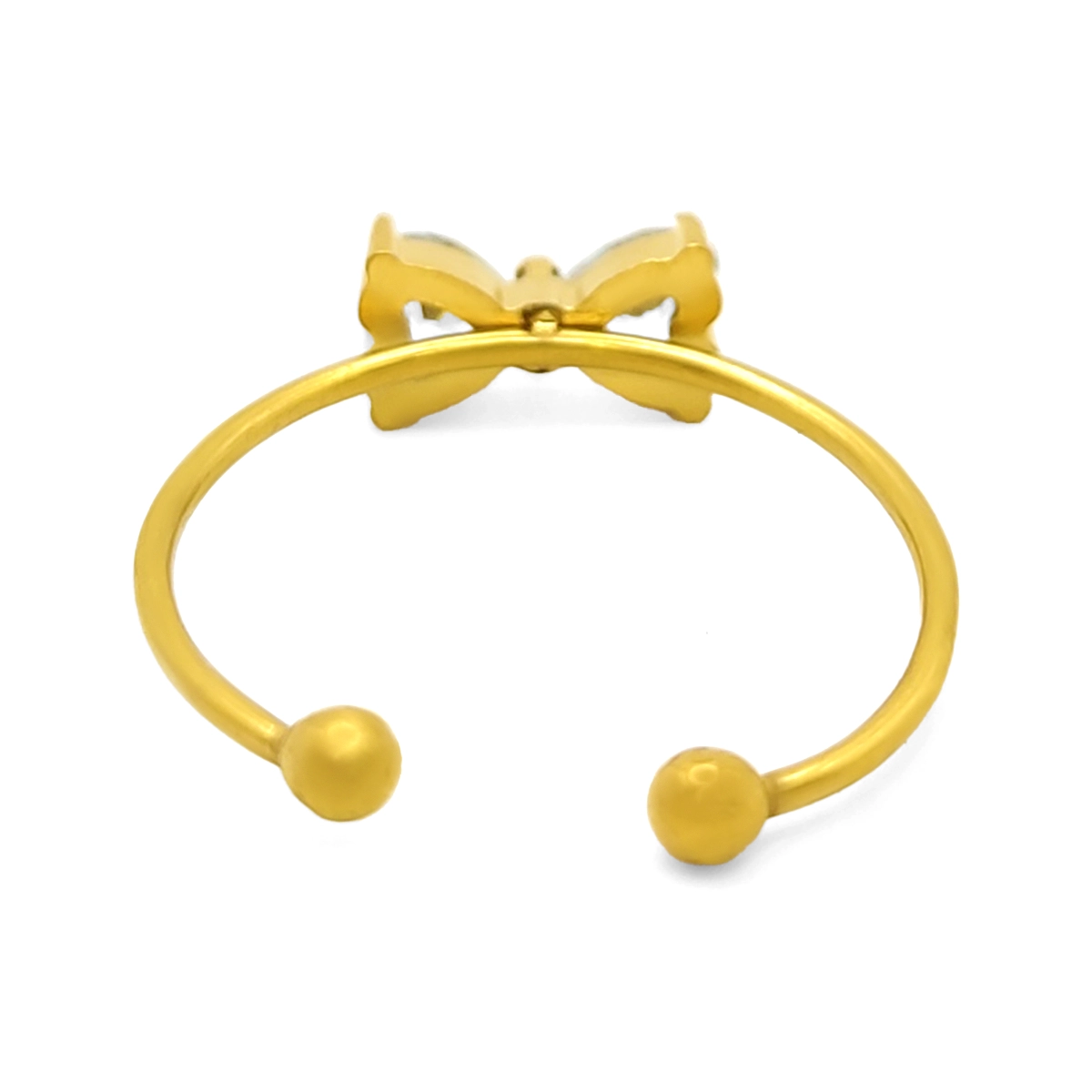 Anillo Acero Dorado Moño Centro Zirconia Cubica Ajustable
