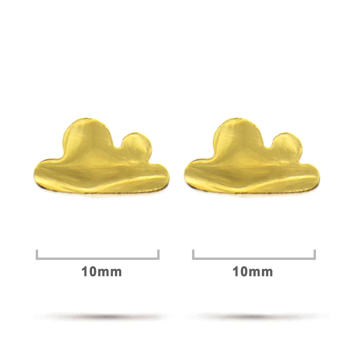 Aretes Acero Inox Dorado Tipo Broquel Nubes Sencillas