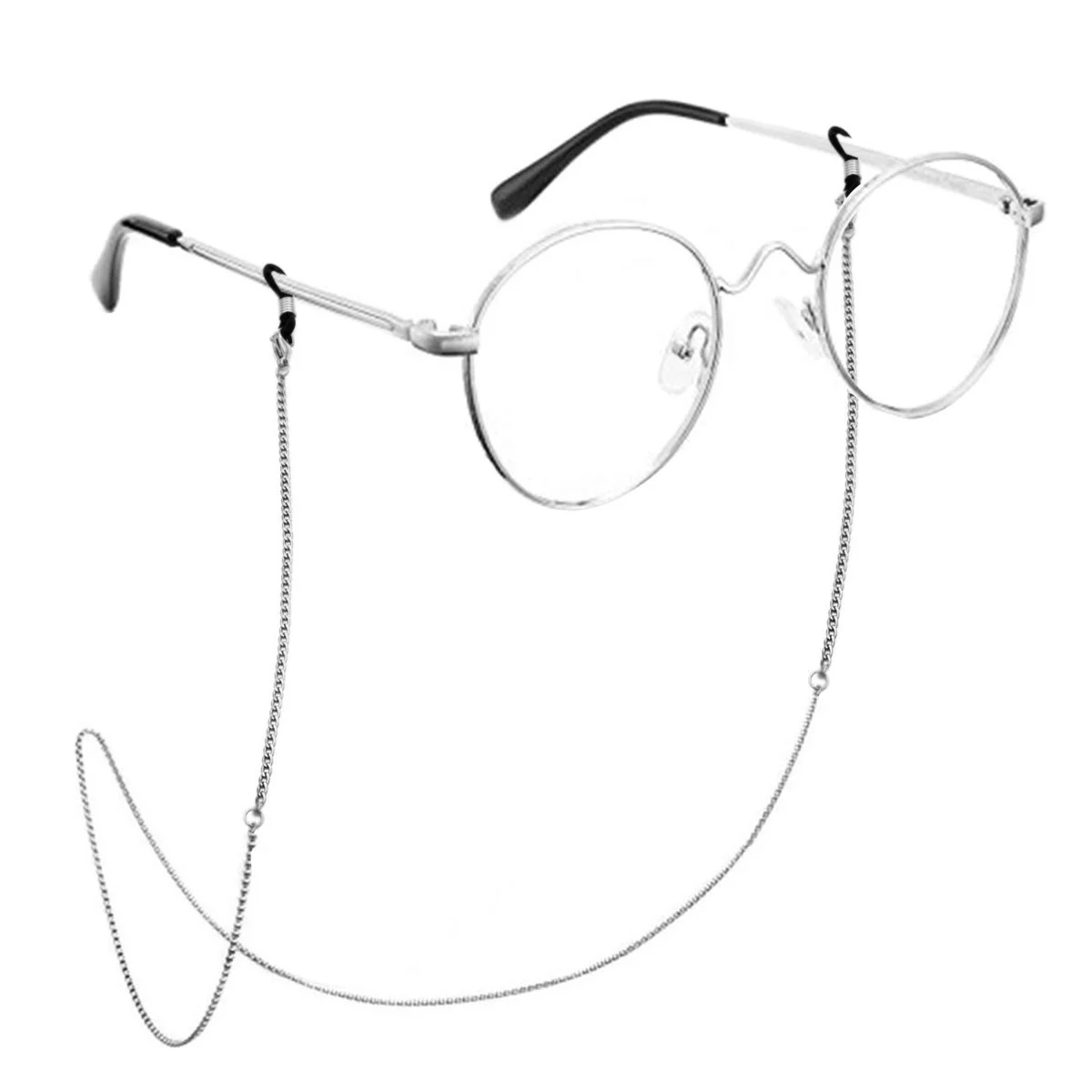 Cadena Lentes Plateado Eslabon Estilo Bilbao 2mm