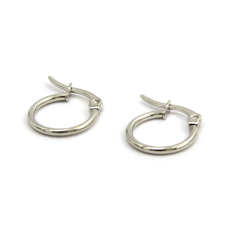 Aretes Acero Plateado Arracadas lisas Tubular 14 mm