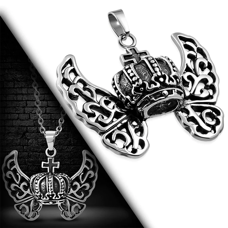 Dijes Acero Biker Corona de Reyna Alas de Mariposa Cruz