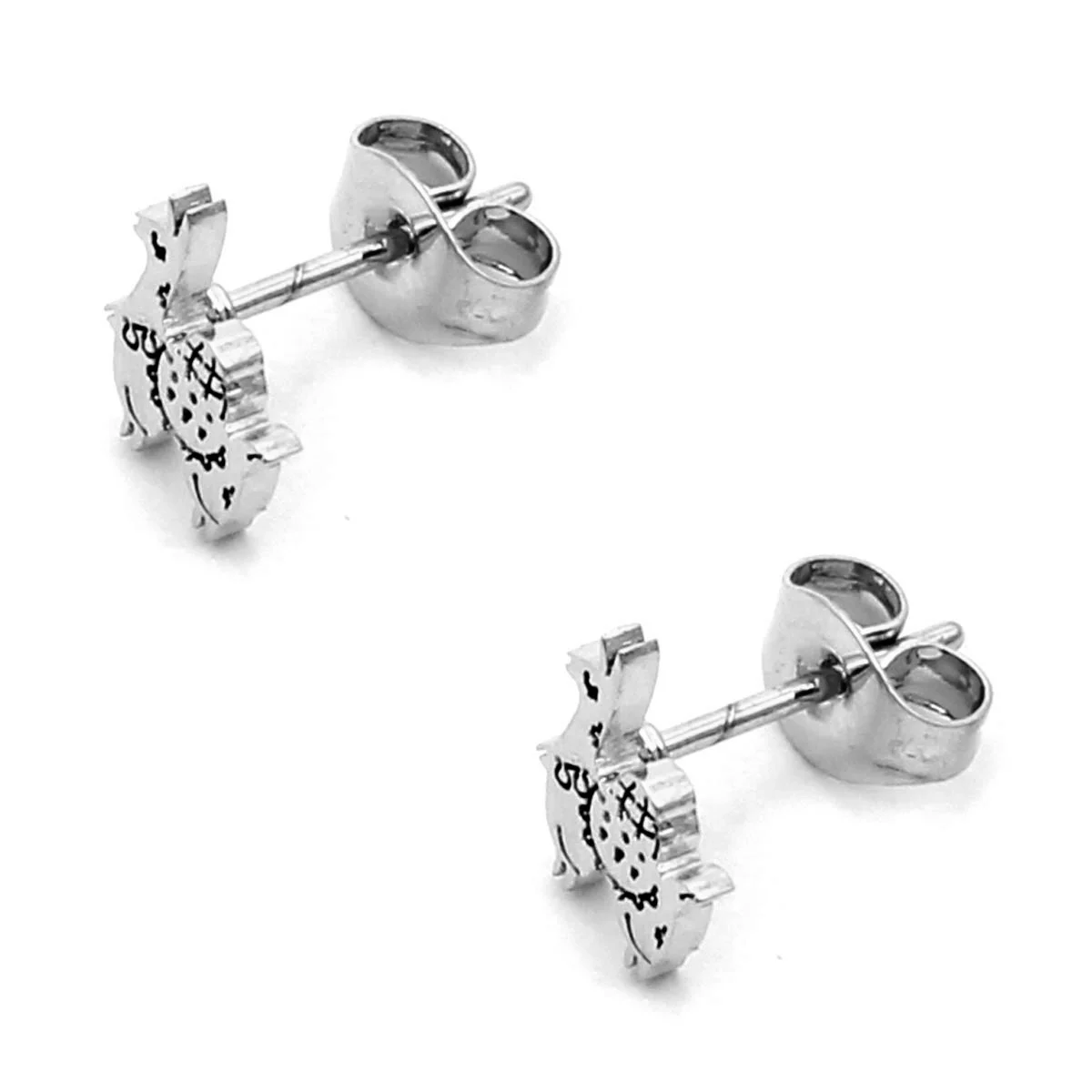 Aretes Acero Inox Plateado Tipo Broquel Llama Andina
