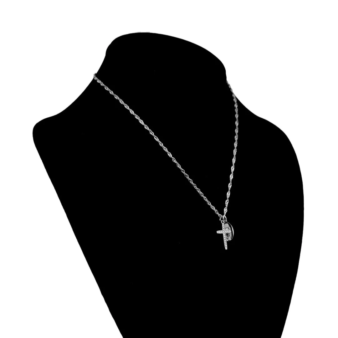 Collar Acero Medalla Virgen de Guadalupe Cruz Cristales