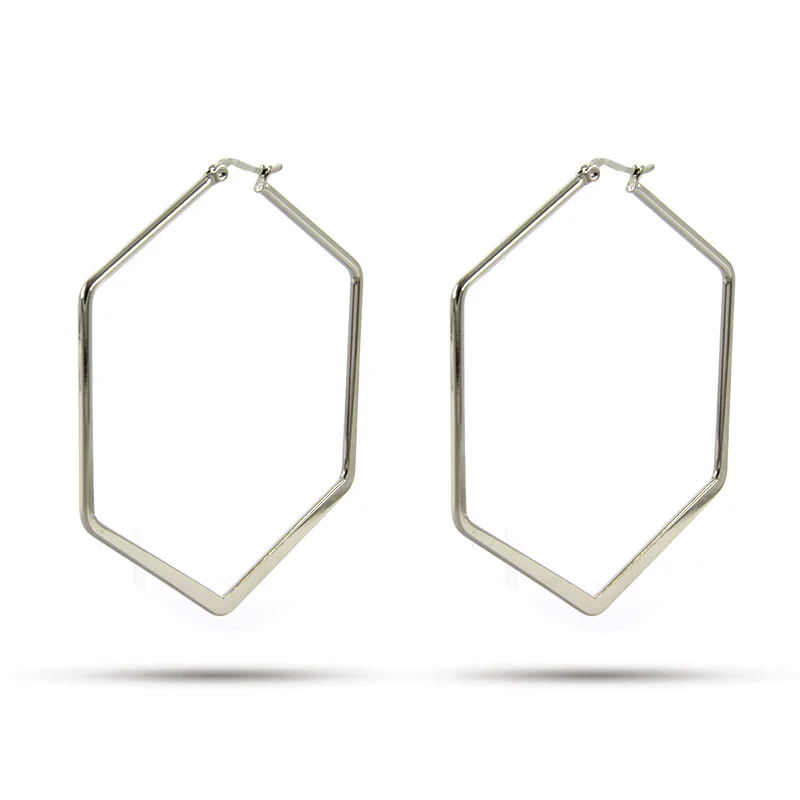 Aretes Acero Inox Plateado Hexagonal Lisas Planas 60mm