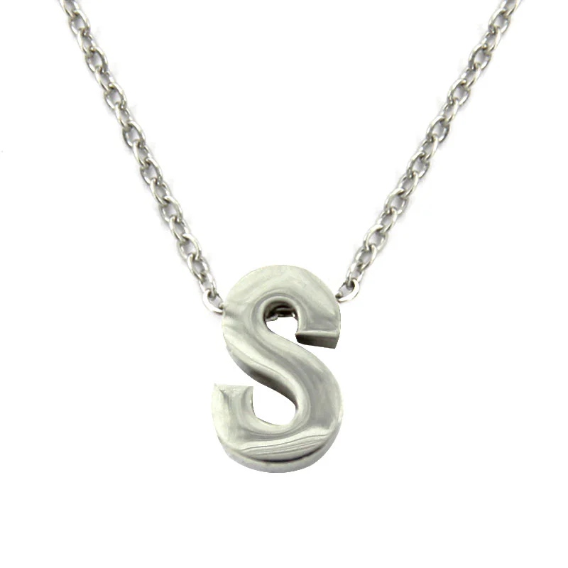 Collar Acero Inoxidable Plateado Letra S Pequeña Nice