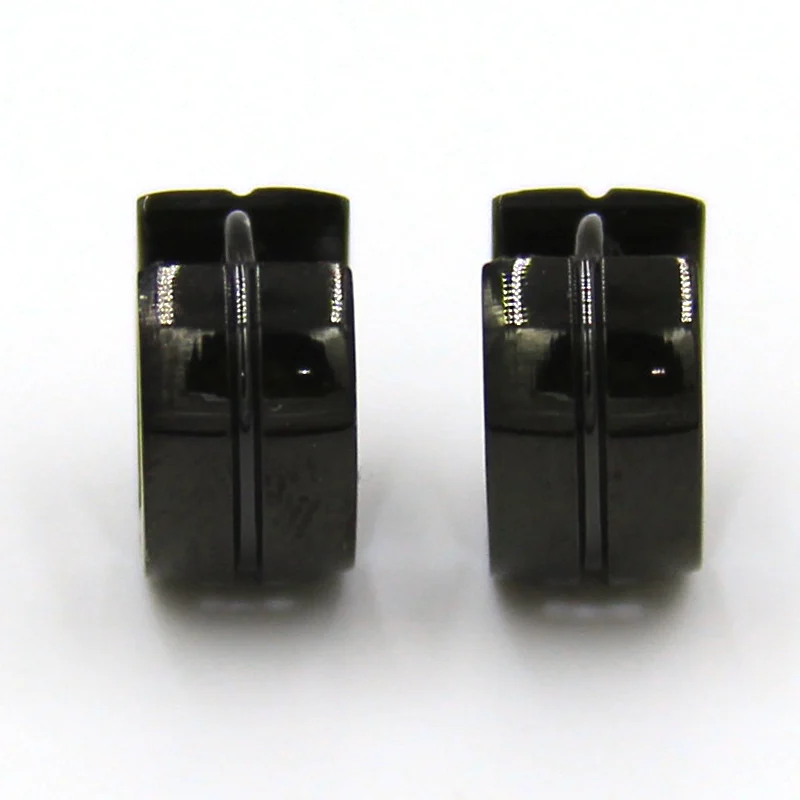 Aretes tipo Arracadas Acero Negro Dos Lineas