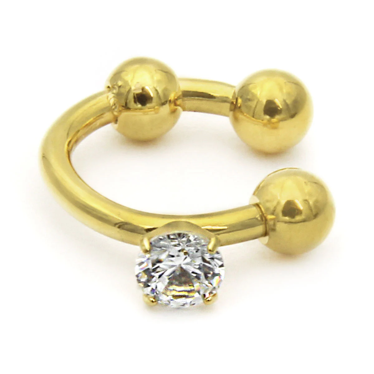 Ear Cuff Acero Inoxidable Dorado Conciencia Zirconia - Aretes