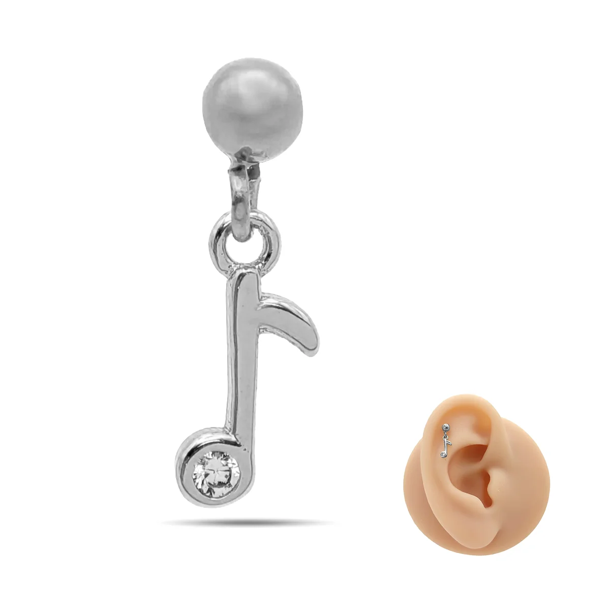 Piercing de Oreja Acero Bola lisa Colgante Música Corchea