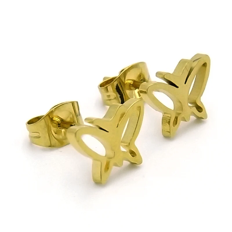 Aretes tipo Broquel Dorados Mariposa