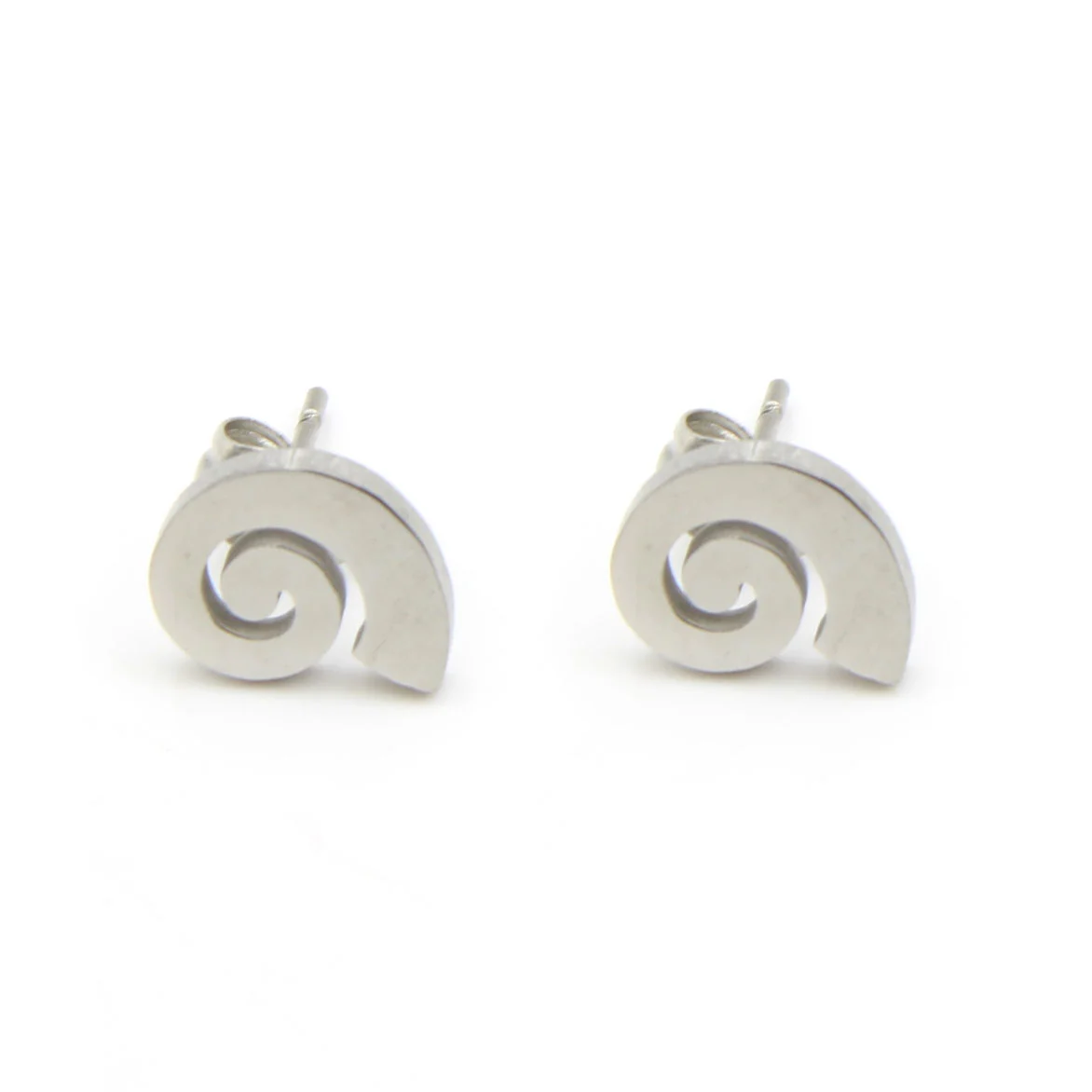 Aretes Acero Plateado Caracol Naturaleza