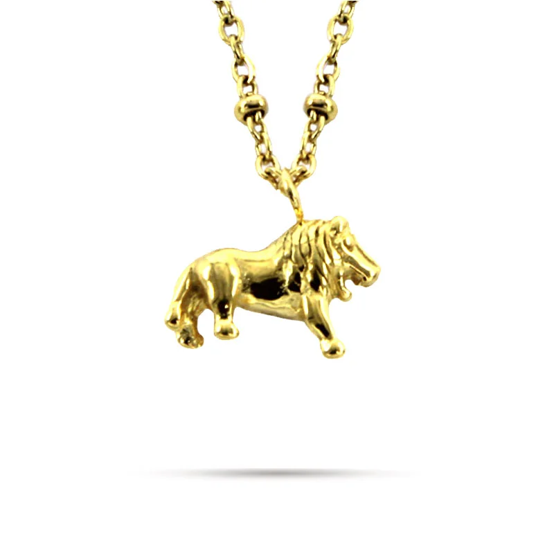 Collar Acero Inox Dorado Mini Leon Colgante Protector
