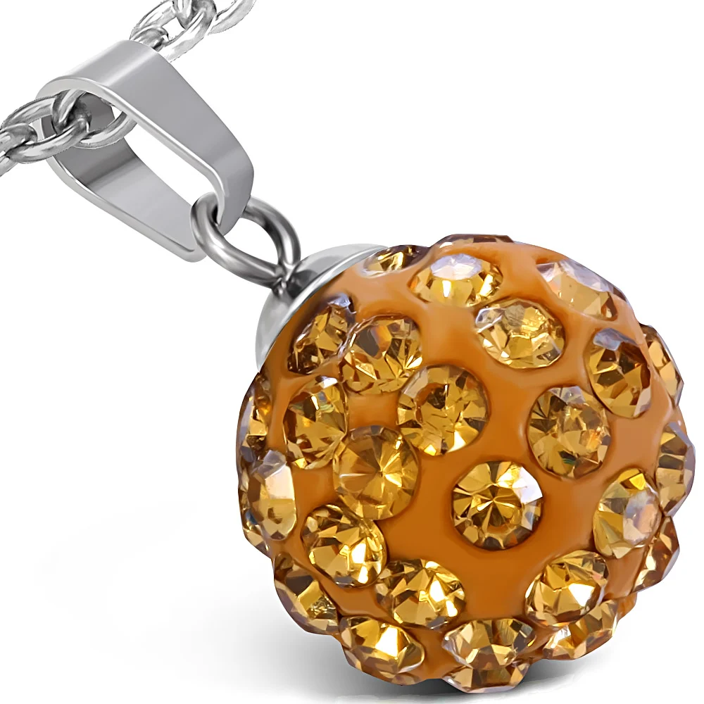 Dije de Acero y Zirconias Ámbar Shamballa Diseño Esfera
