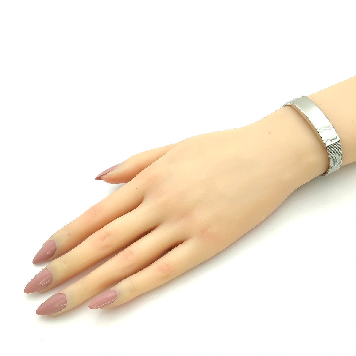 Pulsera Acero Plateado Tipo Cinturón Placa Para grabado