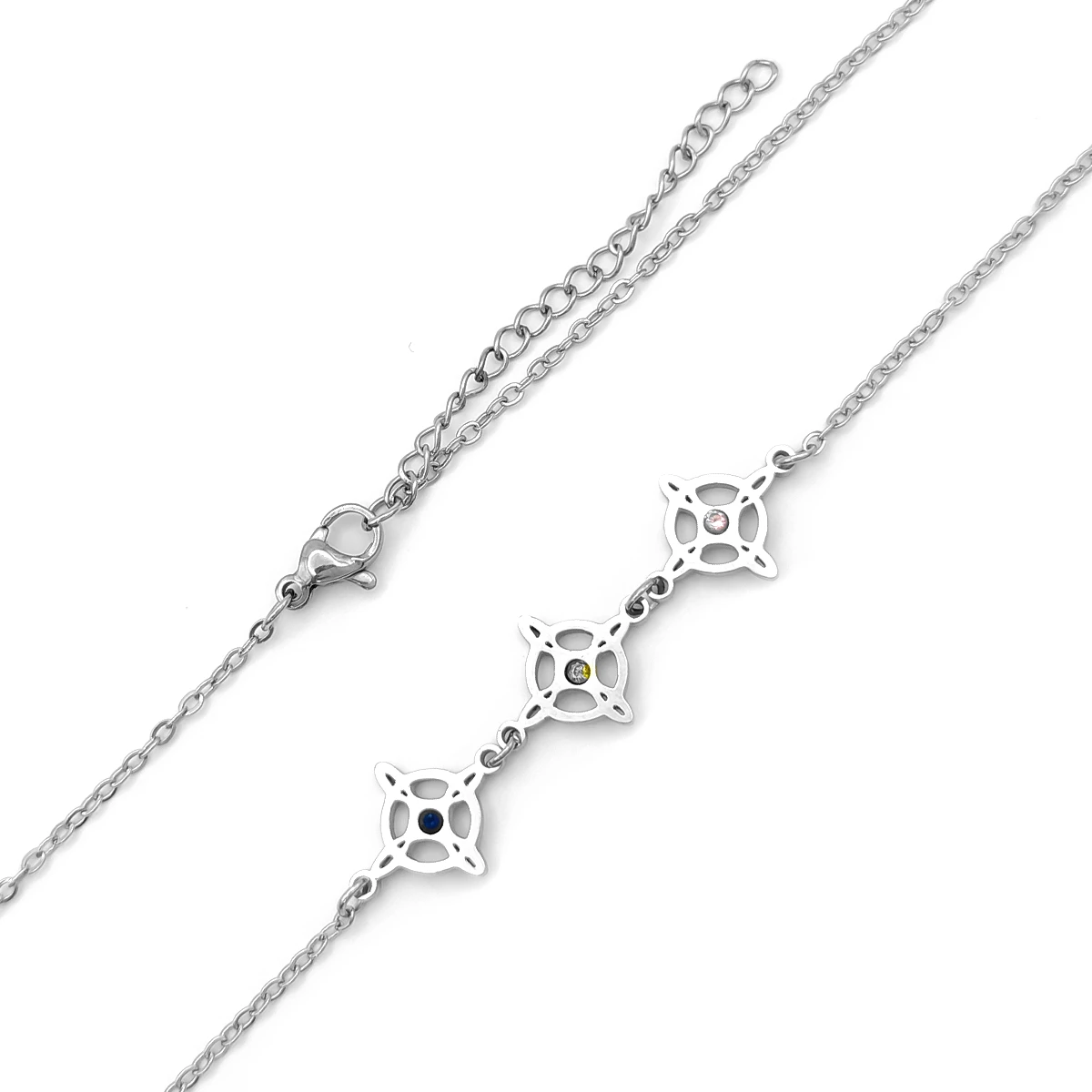 Collar Acero Plateado Nudo de Bruja Triple Protección